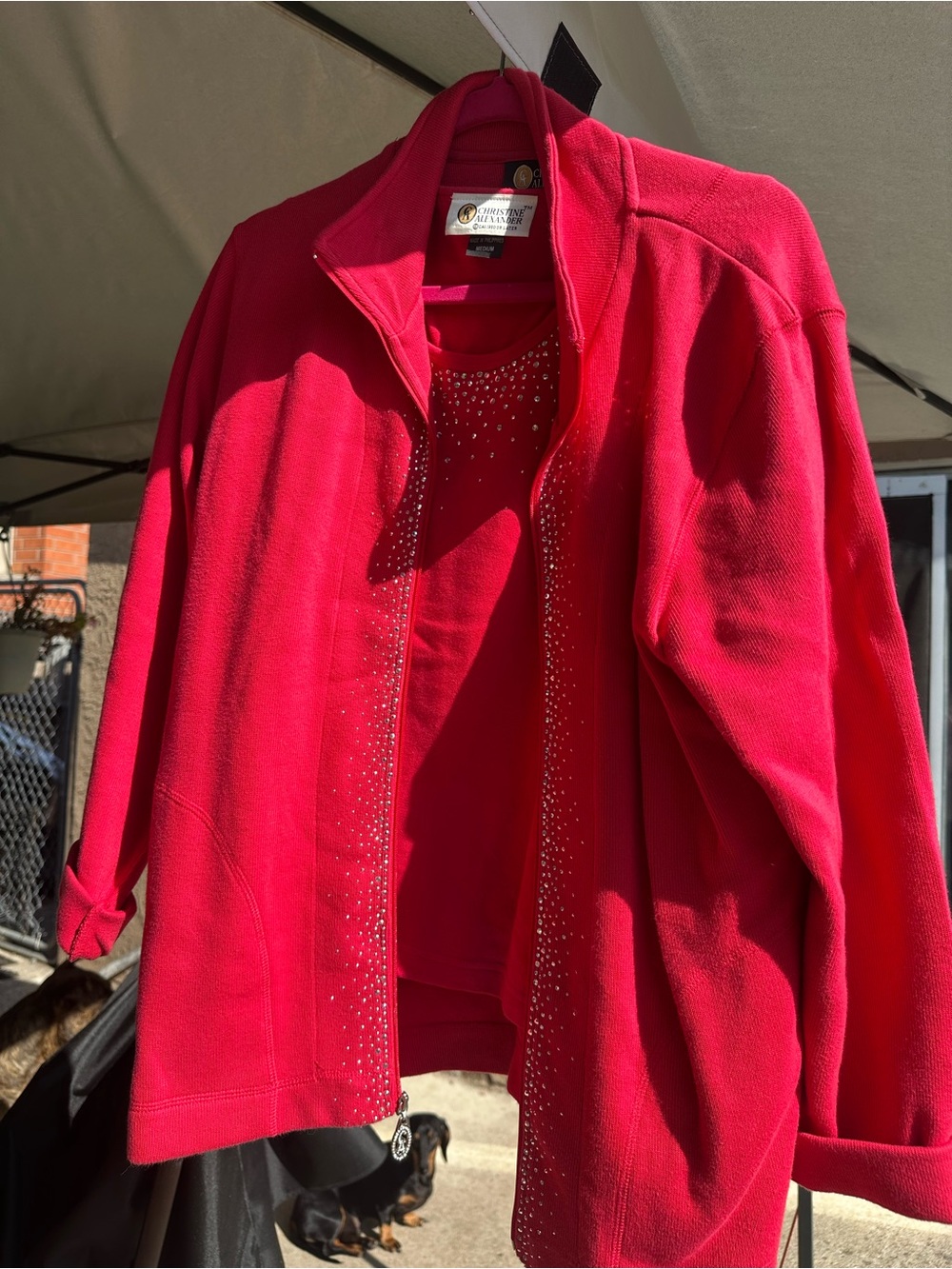 Christine Alexander Bright Red Embellished Teddy Jacket